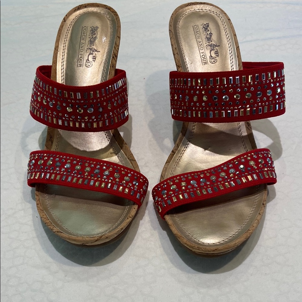 Coach and Four Red Rhinestone Sandals